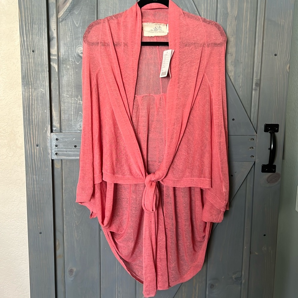 Anthropologie Angel of the North NWT Linen Blend Pink Cardigan Sz XS